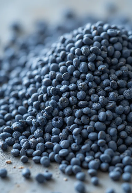 Aguonų sėklos keraminiame dubenėlyje ir išbarstytos ant šviesaus paviršiaus