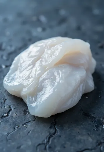 Šviežia menkės filė su citrina, petražolėmis ir jūros druska ant medinės lentelės