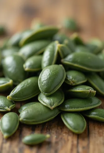 Gliaudytos ir negliaudytos moliūgų sėklos mediniuose dubenėliuose