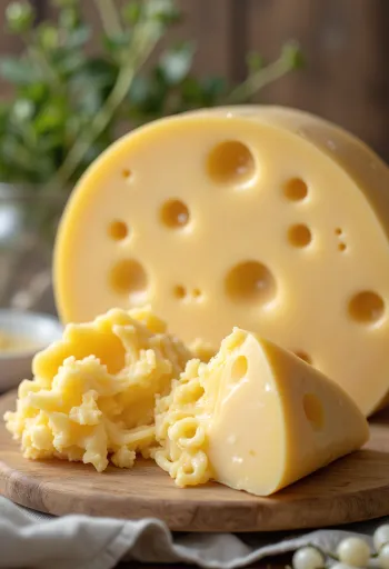 Pjaustytas Trapistų sūris ant medinės pjaustymo lentelės