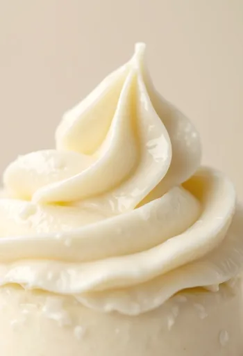 Kreminis sviestinis kremas stikliniame dubenyje, mentele užteptas ant medinio paviršiaus