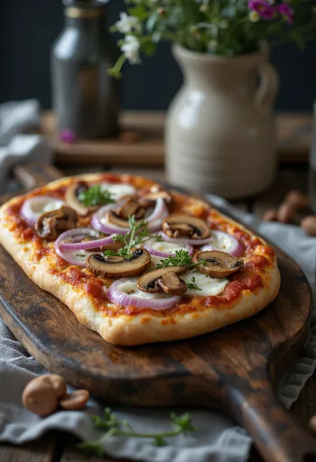 Pizza Finlandese su šiaurės elnio mėsa, grietine ir raudonaisiais svogūnais