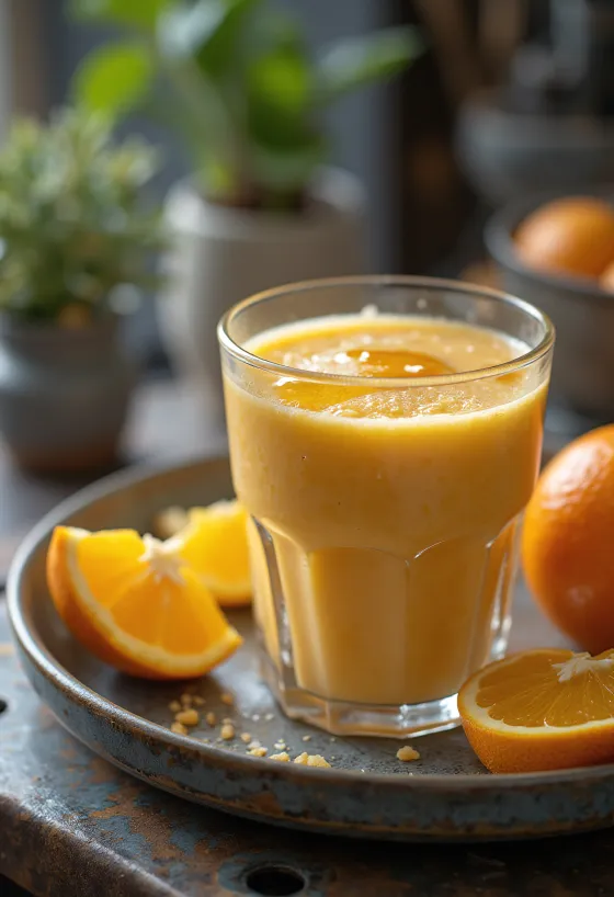 Apelsininis vanilinis kokteilis stiklinėje