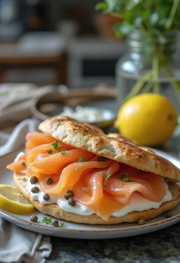 Pita su lašiša, šviežiomis daržovėmis ir kreminiu įdaru