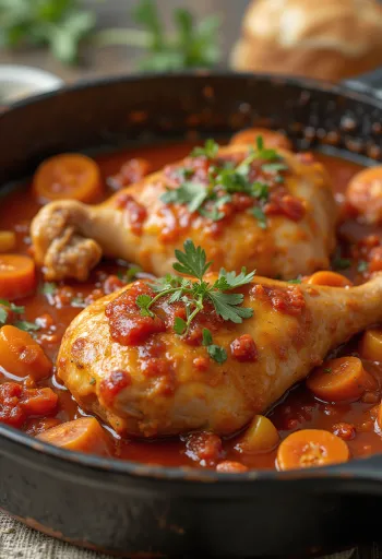 Pollo alla Cacciatora vištiena medžiotojų būdu lėkštėje