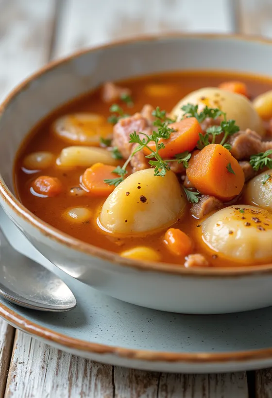 Netikras guliašas, gausiai pagardintas daržovėmis ir prieskonine paprika.