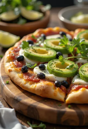 Pizza Mexicana su chalapos paprika, juodosios pupelėmis ir avokadu