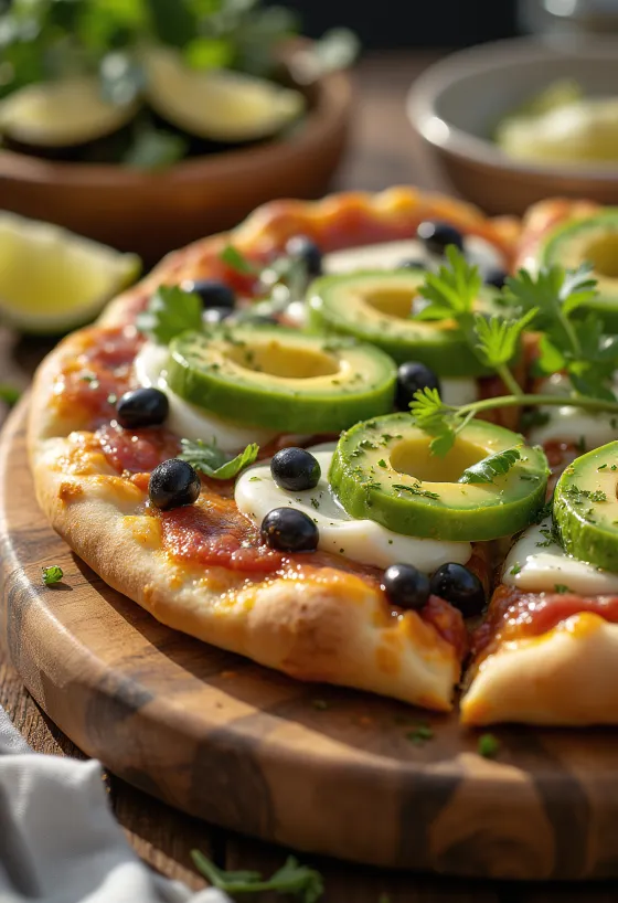 Pizza Mexicana su chalapos paprika, juodosios pupelėmis ir avokadu