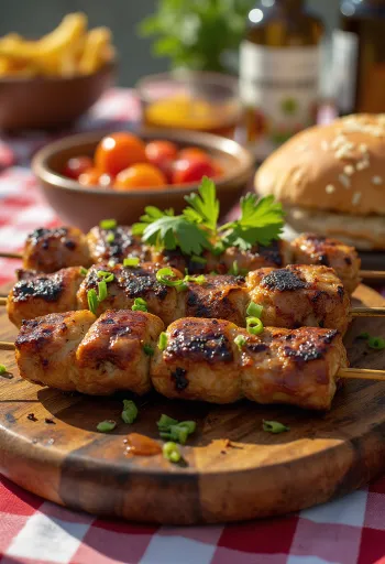 Kupranugarienos kebabai su šviežiomis daržovėmis
