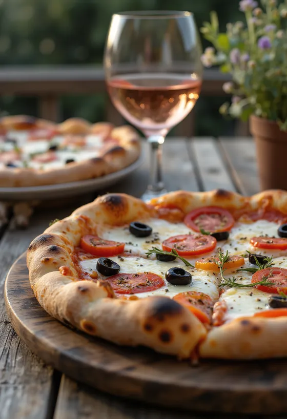 Pizza Provençale su pomidorais, juodosios alyvuogėmis ir provanso žolelėmis