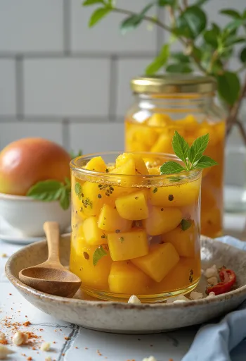 Ačaras indiškas marinatas stiklainyje
