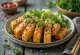 Tofu kepsnys su sezamų sėklomis, papuoštas šviežia kalendra