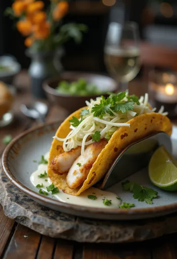 „Pescado Taco“ su grilyje kepta žuvimi, kopūstais ir kalendra