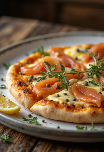 Pizza à la Norvégienne su rūkyta lašiša, kaparėliais ir grietine
