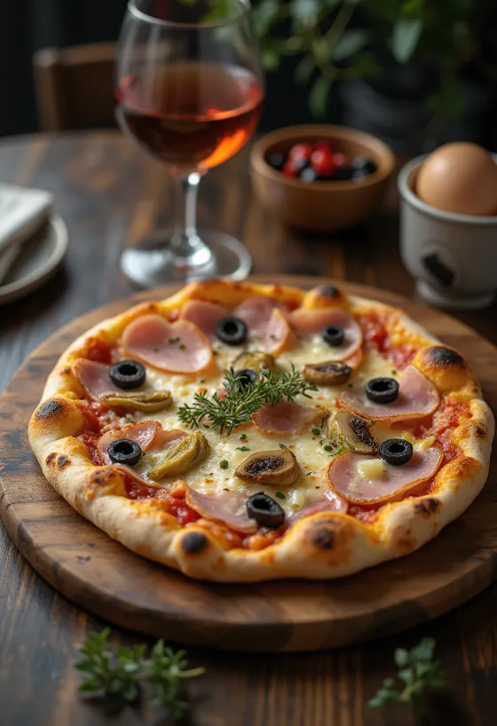 „Pizza Capricciosa“ – Romos stiliaus pica su įvairiais priedais