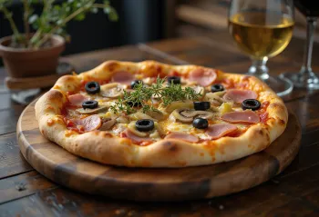 „Pizza Capricciosa“ – Romos stiliaus pica su įvairiais priedais