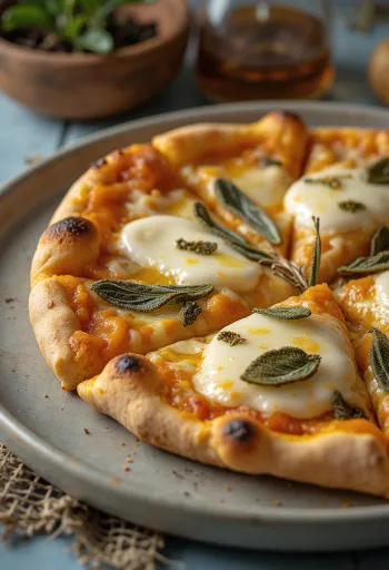 Pizza alla Zucca su keptu moliūgu ir mocarela