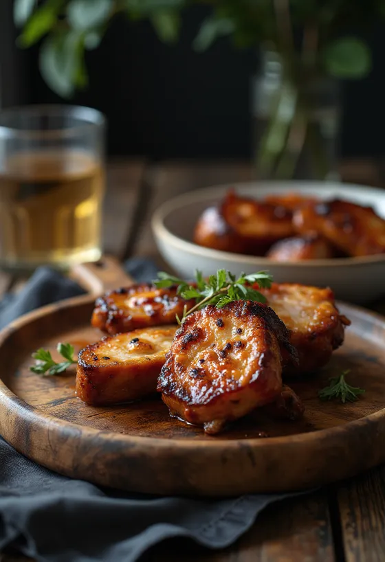BBQ sprandinė patiekta su šviežiu garnyru
