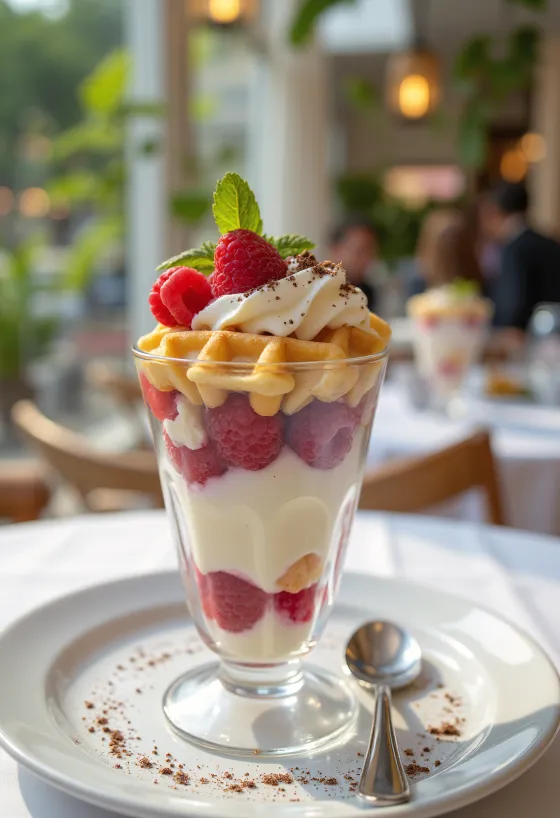 Gofrių parfė su ledais