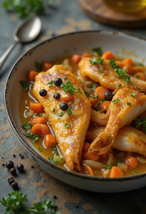 „Escabeche“ žuvis su daržovėmis