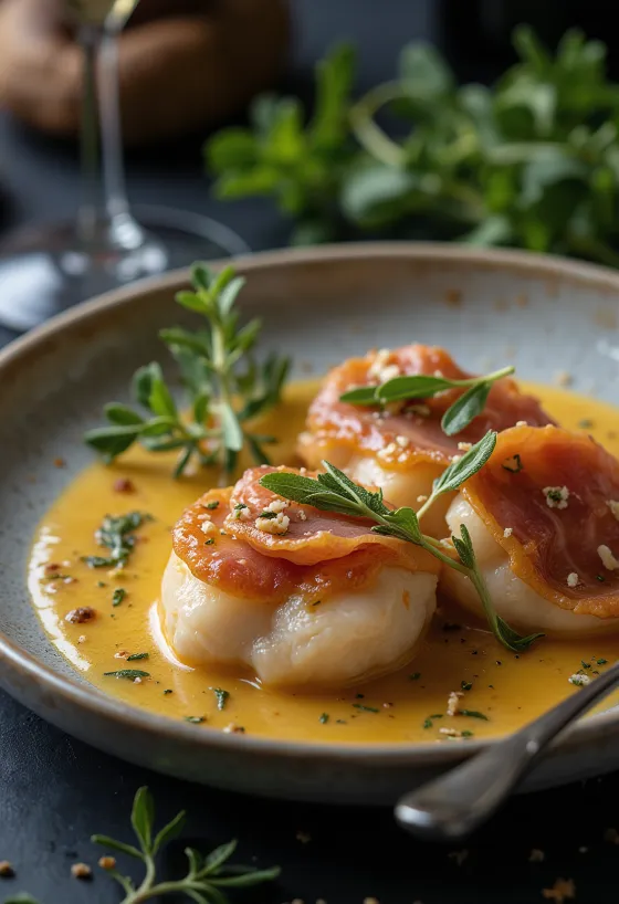 „Saltimbocca alla Romana“ patiekta