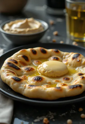 "Naan" duona su avinžirniais iš arti