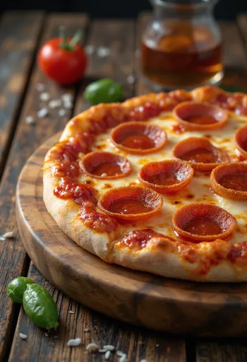 Amerikietiška pica su „Pepperoni“ dešra ir mocarela