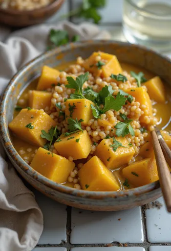 Moliūgų ir kynvos wok su kariu ir tahini tofu