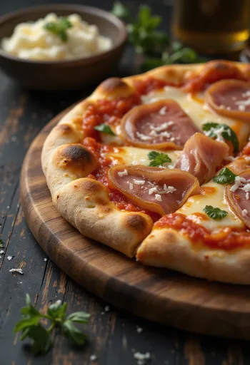 Pizza con Pancetta su šonine ir sūriu