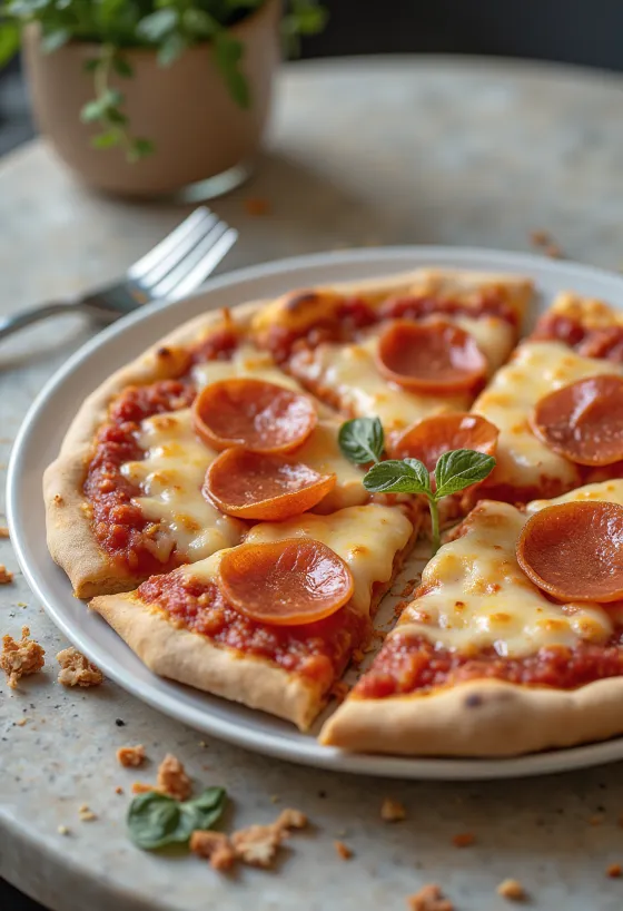 Veganiška pepperoni pica su augaliniu sūriu ir dešra