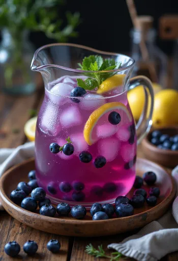 Mėlynių limonadas stiklinėje