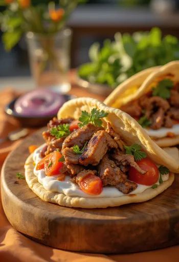 Pita su ėrienos „Gyros“ ir šviežiu „Tzatziki“