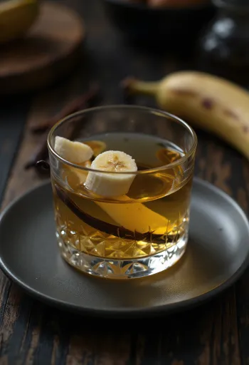 Bananų likeris, patiektas butelyje