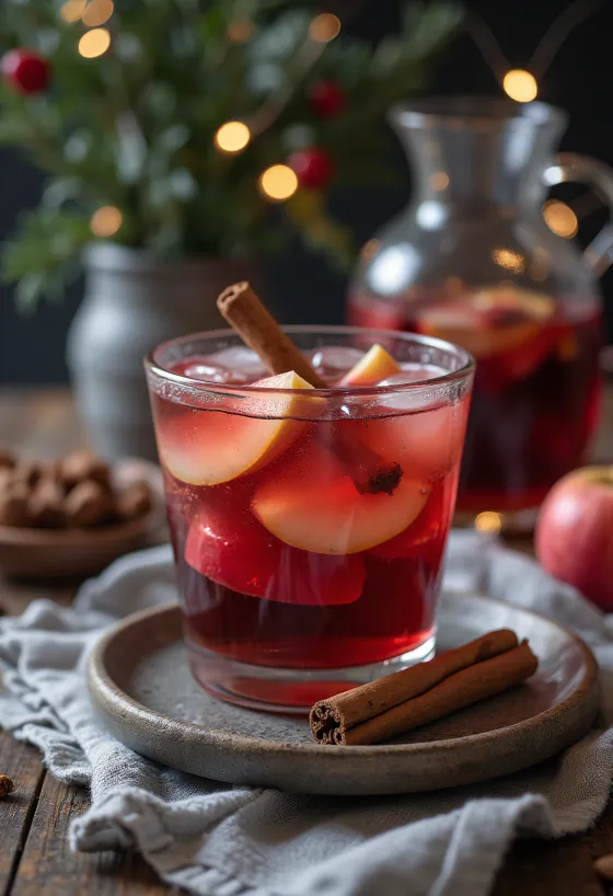 Cinamoninis punšas su šviežiais vaisiais ir cinamono lazdele