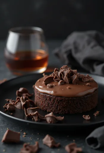 Rominis šokoladinis tortas, papuoštas šokolado drožlėmis