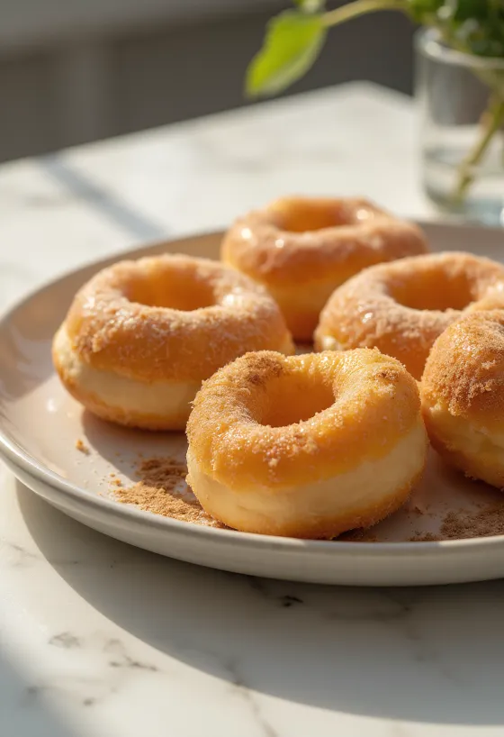 Chapssal Doughnut spurgos patiektos lėkštėje