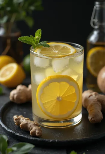Šviežiai patiektas medaus ir imbiero limonadas