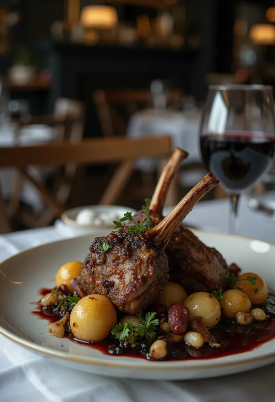 Kepta ėriuko kulninė su daržovėmis