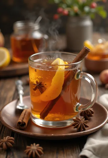 Obuolių sidras su uogiene puodelyje