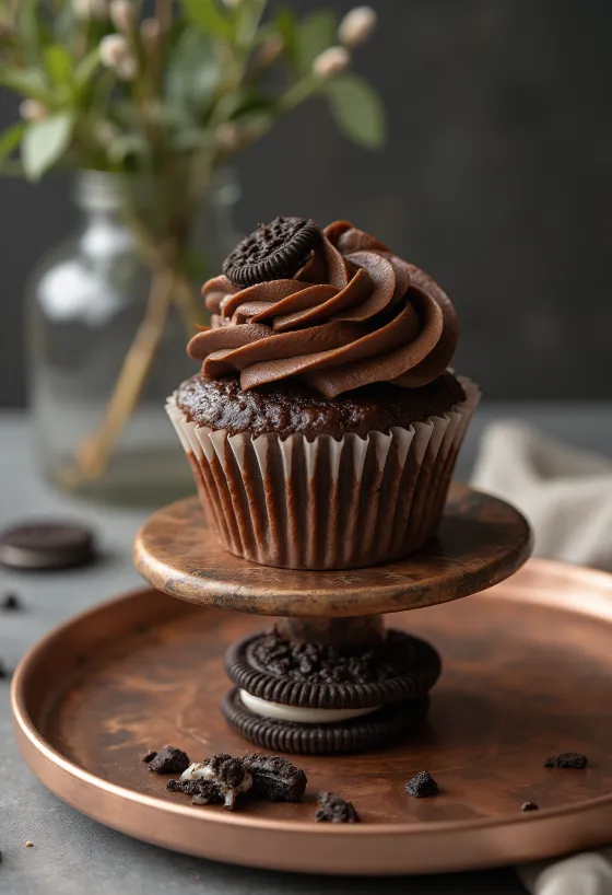 Šviežiai iškepti keksiukai su Oreo įdaru