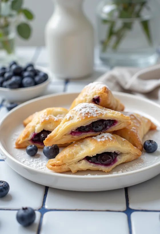 Šilauogių samosa kepta sluoksniuotoje tešloje