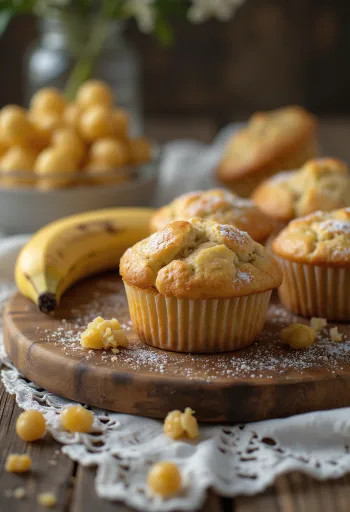 Bananiniai keksiukai lėkštėje