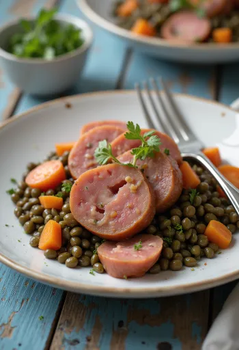 „Cotechino“ patiekta su lęšiais