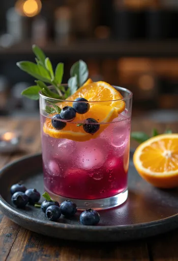Apelsinų ir šilauogių limonadas su ledu ir mėtomis