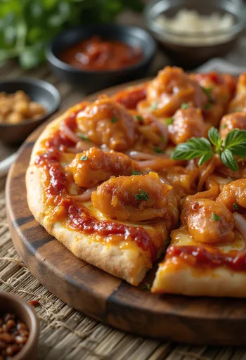 Barbecue chicken pizza su grilyje kepta vištiena ir raudonaisiais svogūnais