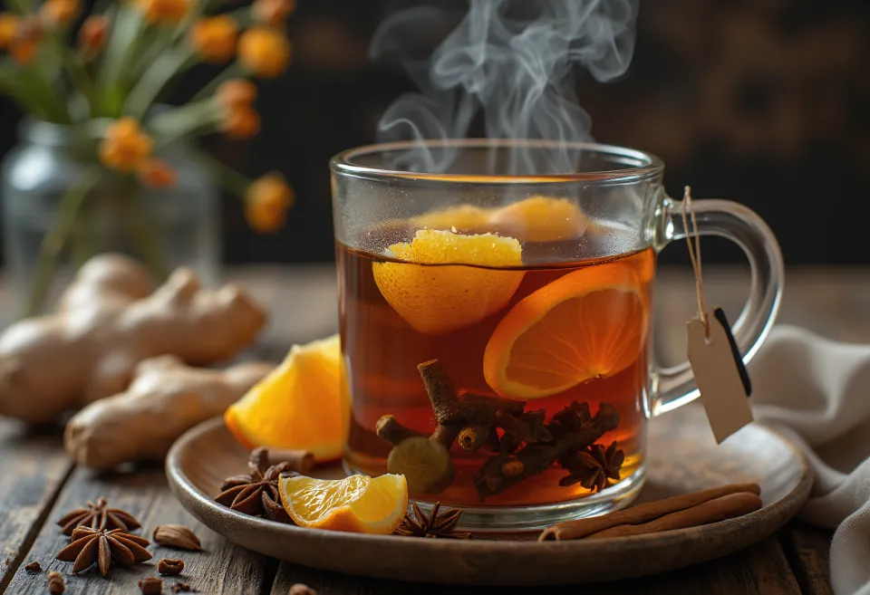 Prieskoninis chai sidras puodelyje