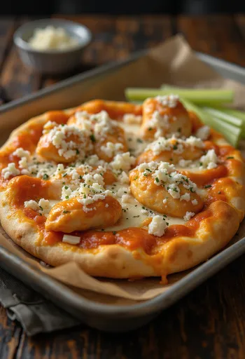 Buffalo chicken pizza su aštria vištiena ir pelėsiniu sūriu