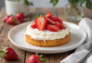 Braškinis maskarponės tortas elegantiškai patiektas