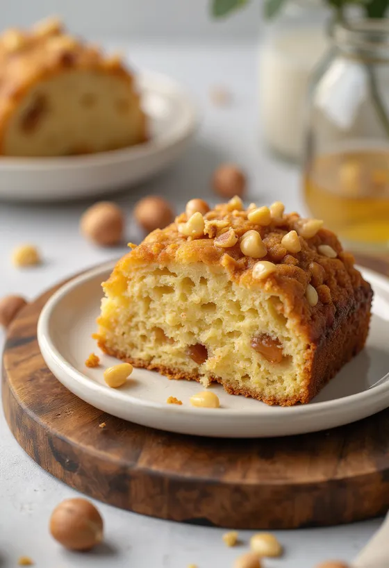 Patiektas medaus ir lazdyno riešutų pyragas