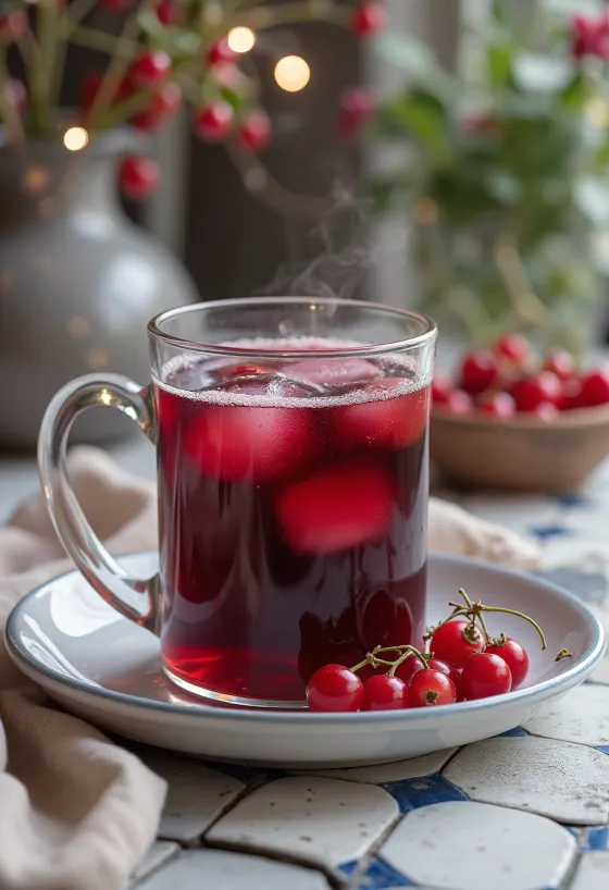 Karštas serbentų sidras puodelyje